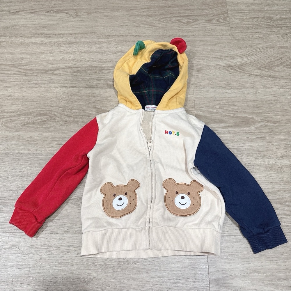 Kids' Multicolor Hoodie with Bear Pockets